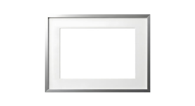 Minimalist empty picture frame against a plain background isolated on transparent background