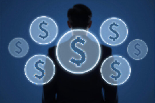 Digital interface with paragraph symbols and human silhouette