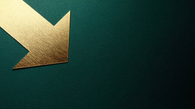 A single golden arrow rises in a minimal green space, delivering a direct and powerful signal of upward market movement and financial optimism with refined simplicity