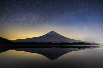 田貫湖から見た星空と富士山