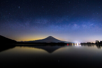 田貫湖から見た星空と富士山