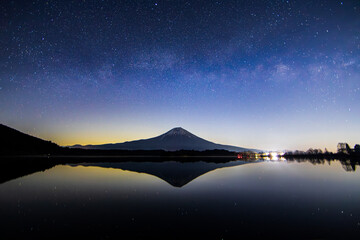 田貫湖から見た星空と富士山