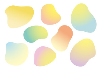  かわいい丸い曲線フォルムのグラデーションフレームセット、パープル、イエロー、オレンジ、ブルー