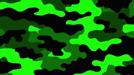 Abstract Camouflage Pattern with Shades of Green and Black Seamlessly Blended for a Modern Army Aesthetic Suitable for Backgrounds and Textiles