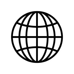 Obraz premium Globe outline icon. Earth planet sign and symbol. Global network and world map concept. Vector illustration isolated on white background.