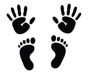 Handprint and Footprint Silhouette Vector Icon Set
