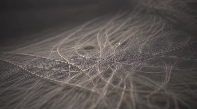 Close-up macro view of delicate translucent filaments overlapping against a dark background
