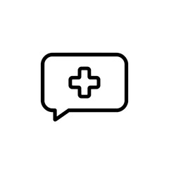 Obraz premium Medical chatbot support icon. Healthcare artificial intelligence symbol. Online doctor consultation and virtual assistant. Vector illustration isolated on white background.