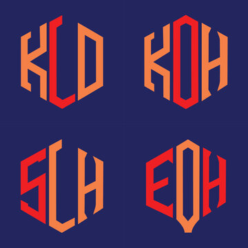 FOU FCD FOH SAUSAD KCD ELC KOE SUH SLC AOG Letter Logo Design polygon Monogram Icon Vector Template
