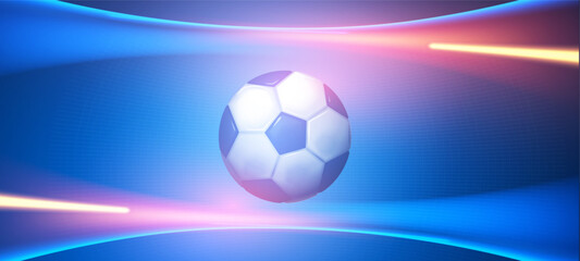 Naklejka premium Soccer ball with speed and power light effect. Sports background. Match design.