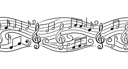 Elegant Musical Staff Lines with Notes for Music Design