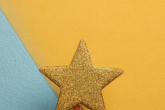 Successful and Talent Concept, a Golden Star on color background 