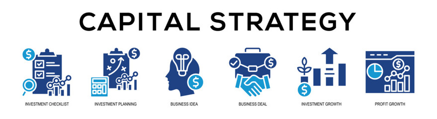 Obraz premium Glyphcolor - Capital Strategy web banner vector illustration concept