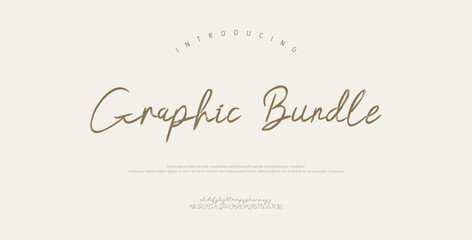 Graphic Bundle, Script Font Uppercase Lowercase and Number. Classic Lettering Minimal Fashion Designs. Typography modern Serif fonts regular decorative vintage concept.
