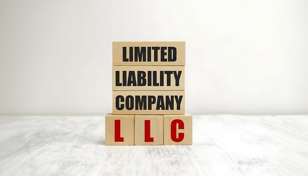 Limited liability company LLC concept with wooden blocks stacked on white table, business formation and legal protection copy space featuring corporate, corporation, entrepreneurship with startup and