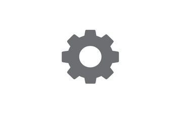Obraz premium A gray cogwheel icon is positioned in the center of a dark black background. The simple graphic symbolizes machinery, technical operations, and configuration options.