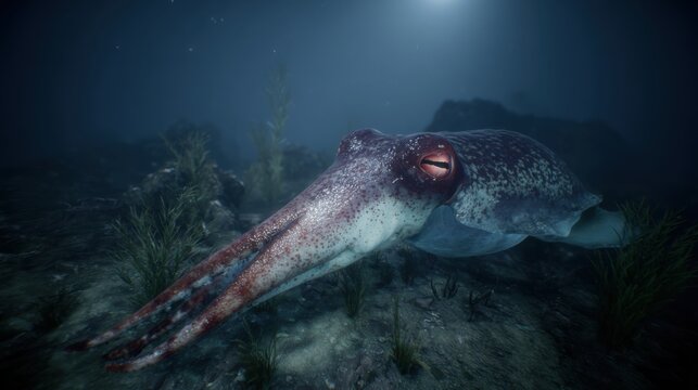 Mysterious Vampire Squid Navigates the Dark Depths of the Ocean Floor