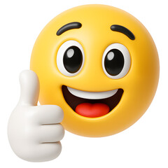 Thumb up emoji character isolated on transparent background for messaging, stickers, social media, and fun designs