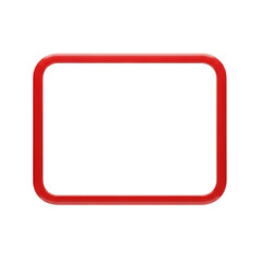 Red rounded rectangle border outline shape isolated on transparent background