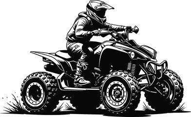 ATV quad bike rider vector illustration off road four wheeler adventure sport silhouette isolated on white background © MdAkramul