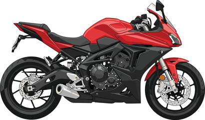 Red modern sport motorcycle vector illustration isolated on white background detailed superbike racing style side view design © MdAkramul