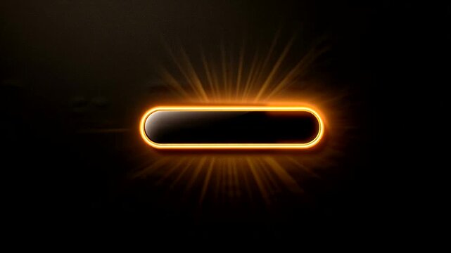 Glowing Orange Oval Button with Radiant Light Effect on Black Background.