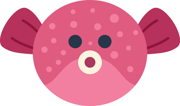 Pink pufferfish swimming underwater as a cute cartoon sea animal