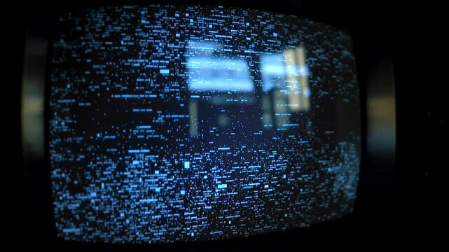 Vintage Television Static Screen with Reflections.