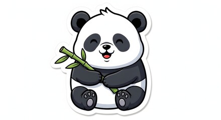 AIzaSyBFcFvcPByegxKqKy-518t5MF7DMOm4IUQ A charming cartoon panda illustration, happily holding a bamboo stick, perfect for cute animal-themed designs and digital applications