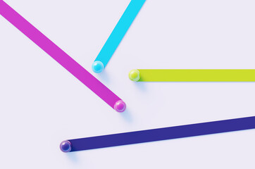 Obraz premium Abstract colored lines with spheres at the end on a white background. 3D rendering illustration.