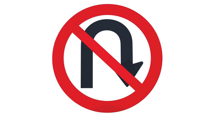 Vector graphic illustration design of a circular no u-turn traffic control road sign