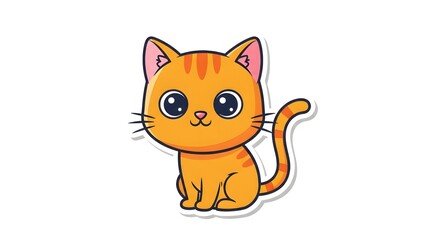 Obraz premium Discover this charming AIzaSyBFcFvcPByegxKqKy-518t5MF7DMOm4IUQ cartoon kitten, a delightful pet illustration showcasing a friendly tabby cat with expressive eyes