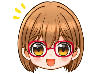かわいい眼鏡っ娘女子のちびキャライラスト素材