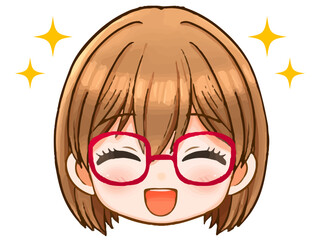 かわいい眼鏡っ娘女子のちびキャライラスト素材3
