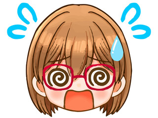 かわいい眼鏡っ娘女子のちびキャライラスト素材5