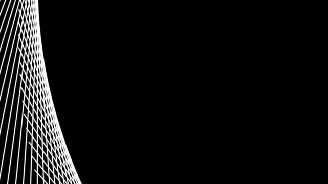 White abstract lines radiating from corner on black background