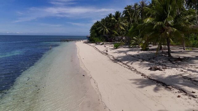 Drone Aerial View of Norma Beach in a Tropical Island in Balabac, Philippines Surrounded by Turquoise Waters