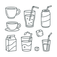 Obraz premium Refreshing Beverages and Drinks Variety Icon Set