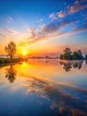 Obraz premium Softly glowing sunrise over a tranquil lake