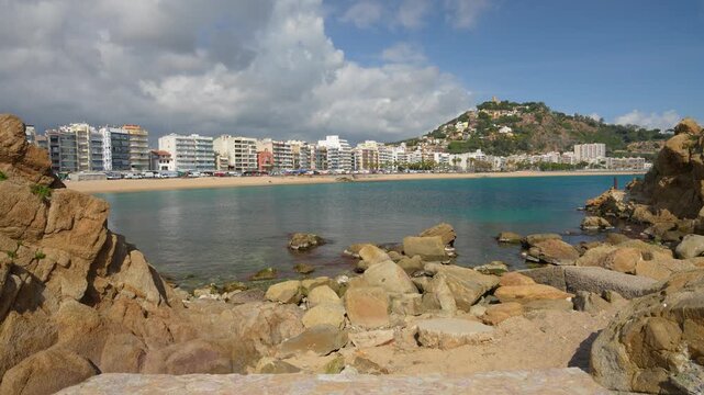 Scenic blanes bay on costa brava in spain