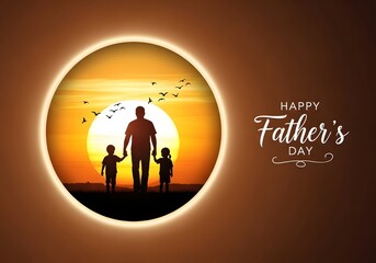 Fototapeta premium A happy family celebrates Father's Day at sunset with love and joy
