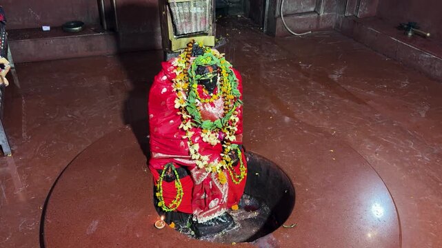 sacred shrine featuring decorated goddess maa tara idol on ceremonial occasion shot is taken at Maa Ugratara Sthan Temple, (Mahishmati) Mahisi, saharsa bihar india.