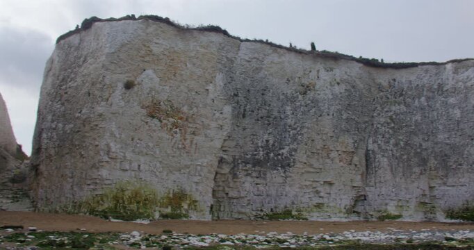 Low-level Panning shot of the cliffs on the East End of botany Bay beach.