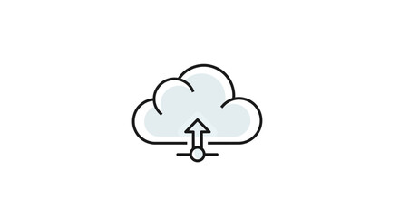 Cloud data transfer icon, digital upload concept, isolated on white background, no copyright