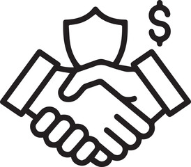 Fototapeta premium Two hands shaking symbolize a secure financial agreement or protected business deal, indicating trust and partnership.