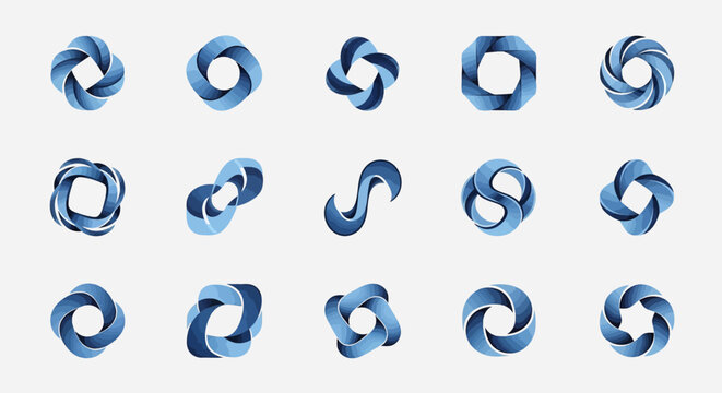 Abstract Blue Infinity Loops Collection