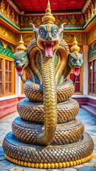 Fototapeta premium Snake in seven heads temple Lumbini