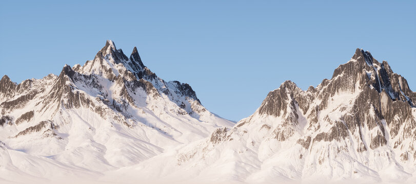 Snow mountains landform background, 3d rendering.