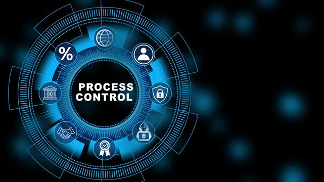 Corporate analytics dashboard featuring Process Control interface with secure workflow monitoring and advanced digital strategy technology 4K animation video