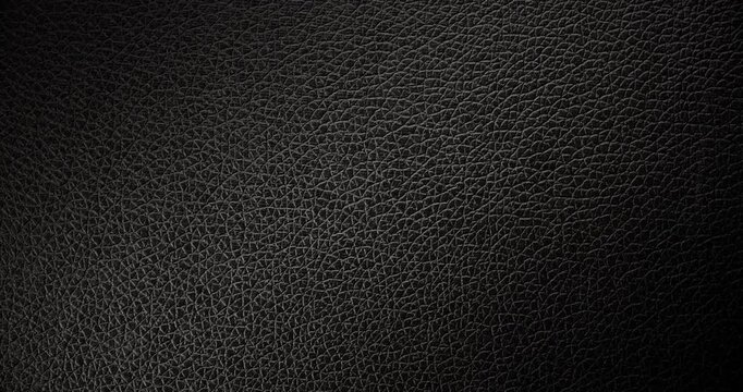 Black Leather Texture Background with Smooth Rotation.  A high-resolution dark leather texture background captured in smooth, rotational motion.